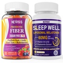 NEVISS Prebiotic Fiber 7G Gummies per adulti + Melatonina 60 mg per adulti Bundle