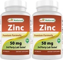 Migliori naturali zinco supplemento come zinco Gluconate 50mg 240 compresse Confezione di 2