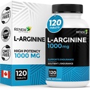 Integratore L-Arginina 1000MG per Serving - Forza & Endurance, Essenziale per Proteine Sintesi & Funzione Muscolare, Fisica Performance Booster - Made in Canada - 120 Tablet