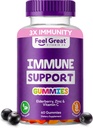 Sentire grande immunità supporto Gummies con sambuco, zinco e vitamina C | Sambucus Nigra supplemento | 60 Gummies