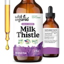 Wild & Organic Milk Thistle Liquid Drops - Detox per la pulizia del fegato - Silymarin Milk Thistle Supplemento per il supporto del fegato - Aggiungi al tè - Silybum Marianum Seed Extract Tincture - Sugar & Alcohol-Free - 4 oz