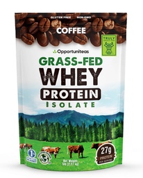 Polvere dell'isolato di proteine del siero del caffè dell'erba di Opportuniteas - polvere di proteine 27g senza dolcificanti artificiali, caffeina 60mg, mucche senza ormoni - 5lb