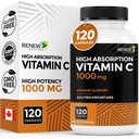Vitamina C 1000MG per Serving – Antiossidante & Immune Booster per la salute generale, le ossa, i denti e le gengive – Non OGM, senza zucchero, 4 mesi di alimentazione – Made in Canada – 120 capsule