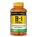 MASON Vitamina NATURAL B,1 Thiamine 250 mg, 100 giorni di alimentazione Supplemento dietetico, Facile, a, Tablets, Support Energy Production & Healthy Metabolism