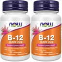 NOW Supplementi, vitamina B-12 5000 mcg, con acido folico, salute del sistema nervoso*, 60 Lozenges (pacchetto di 2)
