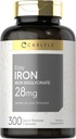 Carlyle Easy Iron Supplement per le donne e gli uomini | 28mg | 300 Capsule | come Ferrous Bisglycinate | Non-GMO e Gluten Free