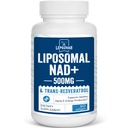 Liposomal NAD+ 500 mg + Trans-Resveratrolo 300 mg, Assorbimento Superiore Vero NAD Supplemento Efficiente per Metabolismo Energetico Cellulare & DNA Repair, 60 Softgels
