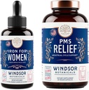 WINDSOR BOTANICALS Ferro liquido e PMS capsule di sollievo Donne Bundle