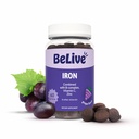 BeLive Iron Gummies - Integratore Multivitaminico con Vitamina C, A, B & Zinc, Supporta l'ossigeno sanguigno, Integratori di ferro vegano per le donne, Uomini e bambini per la crescita e lo sviluppo - Uva Flavor | 1-Pack