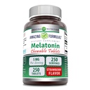 Incredibile Formulas Melatonin Chewable Supplement | 5 Mg Per Serving | 250 compresse | Non-GMO | Gluten-Free | Made in USA (Strawberry)