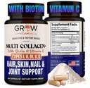 crescere vitamina Multi Collagen Capsule 1800MG (Tipi I, II, III, V & X) - Non OGM, Grass Fed Collagen - Anti Aging Support for Hair, Skin, Nails - Protein Pills for Joint Support - 90 Capsule