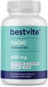 BESTVITE Coenzyme CoQ10 400mg (120 Capsule Vegetariani) Naturalmente Fermentato - No Stearates - Vegan - Gluten Free - Non OGM