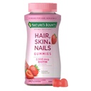 Capelli Bounty della natura, Pelle & Unghie con Biotina, Strawberry Gummies Integratore di vitamina, Supporta Capelli, Pelle e Salute Unghie per Donne, 2500 mcg, 140 Ct, 70 Total Servings