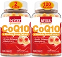 NEVISS Zucchero CoQ10 Gummie riempite con vitamina B12 1000mcg, Rhodiola Rosea e Panax Ginseng Extract, Vitamina B6, Coenzyme Q10 Supplemento, 2 Pack