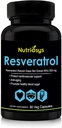 Resveratrolo 500mg Supplemento | Capsule Resveratrolo per il supporto antiossidante & salute cellulare | Integratore nutrizionale per gli uomini e le donne | 90 Veg Capsule per il benessere generale