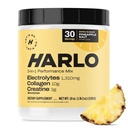 Harlo - Collagen & Creatine Electrolyte Drink Mix – Sapore di sale ananas – Polvere di preparazione e post allenamento – Supporta pelle, articolazioni e recupero muscolare – Boost di energia senza zucchero