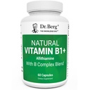 Dr. Berg Natural Vitamin B1 B6 B12 Complex - Allithiamine Vitamina B1 Supplemento con 8 Essential Vitamin B Complex per Uomini e Donne Compreso Thiamin, Niacin, Folate, Magnesio & More - 60 Capsule