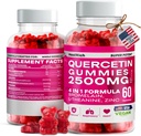Quercetin Gummies - 2500MG con Bromelain, L-teanina & Zinc Vegan Integratore Immune per Bambini & Adulti - Allergy Relief & Lung Health