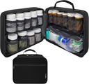 Grande organizzatore modulare della bottiglia della pedana imbottita, borsa di medicina, caso, vettore per i farmaci, vitamine e forniture mediche - per lo stoccaggio della casa e il viaggio - nero (senza blocco)