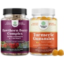 Bundle of Extra Strength Hawthorn Berry Capsule - Estratto Digestione e Supplemento di salute del cuore e Gummie curriche per adulti Peach Flavor - Extra Forza Joint Support Gummies