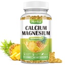 Calcio Magnesio Zinc Gummies, Calcio Magnesio 2:1 Ratio con vitamina D3, K2, B6, B12 per Bone Forza, Funzione muscolare & Nerve Salute, Formula di assorbimento extra, Vegan, Ananas Flavor 60 Gummies