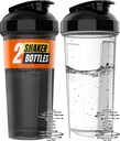 WrexX 2 Pack Protein Shaker Bottiglia - fino a 28oz, 2x Shaker Ball, Portable Pre Workout Whey Protein Shaker Cups for Protein Shaker, Leak Proof Shaker Bottiglie per Protein Mixes