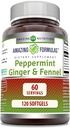Stupefacente Formulas- Peppermint, Ginger e Fennel Integratore alimentare - 363 Milligrammi - 120 Softgels (Non OGM,Gluten Free) -