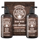 Viking Revolution Beard Wash and Beard Condizionatore per gli uomini con olio di Argan e olio di Jojoba - Cuscinetto Ammorbidente e rinforzante Cuscinetto Cura Shampoo e Condizionatore con Olio di Cuscinetto (17oz, Oud Majestic)