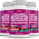 NUOVO AGE Collagen Pills Biotin Keratin Saw Palmetto Acido Ialuronico- Vitamina E Folic Acid Pumpkin Seed MSM- 270 Count