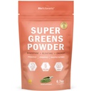 BioSchwartz Greens Polvere Super Greens con Probiotici, Prebiotici, Enzimi Digestivi & 43 Superfood Verdi - Chlorophyll, Bilberry, Chlorella, Spirulina - Tastes Amazing - 30 Servings