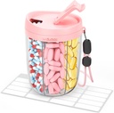 Ampio Dispenser Pill con 6 scomparti, Anti-Mix Pill Bottiglia Organizzatore con apertura ampia e facile recupero, Vitamin Organizer per viaggi, BPA-Free Pill Box con cinghia, Rosa