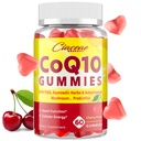 CoQ10 Gummies con PQQ - 400 MG Coenzyme Q10 alta potenza, potenziato con erbe ayurvediche, adaptogenic Mushroom Blend & Probiotics per cuore, cervello, energia, immunità, Cherry Flavor, 60 Vegan Gummies