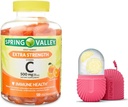 Spring Valley Extra Forza Vitamina C Integratore alimentare vegetariano Gummies, Arancione, 500 mg, 120 Ct e rullo di ghiaccio regalo per il viso