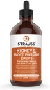 Strauss Kidney & Blood Pressure Drops - Regola la pressione sanguigna e allevia la ritenzione idrica | Arterie addomesticate e calcolate - 1 bottiglia