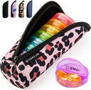 Yaklim Pill Organizer 1 volte al giorno, Ultralight Travel Pill Box, Weekly Pill Containers 7 giorni con supplemento di olio di pesce di vitamina portatile