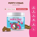 Skin & Coat Chews for Cats - 90 Soft Chews | Salmon Flavor | con Omega 3, Vitamine & Biotin Supplement | Supporta Shiny Coat, riduce il taglio e il prurito | per Cat Dandruff & Allergy Relief