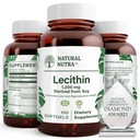 Natural Nutra Soy Lecithin 1200 mg Integratore alimentare - Funzione cerebrale, Salute del fegato, Salute del seno Hepls, Memoria Boosting Supplemento - Gluten-Free, BPA-Free, 100 Softgels in bottiglie di vetro riciclabili