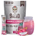 Salud 2-in-1 Energy Drink Powder + Focus, Dragon Fruit, Organic Caffeine, B6 + B12, Theanine, Clean Energy Drink Packets, Pitaya Agua Fresca Mix, Non-GMO, Gluten Free, Vegan, 1g di zucchero, (15 Servings)