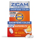Zicam Ultra Cold Remedy Zinc Rapidmelts, Crema Arancio Flavor, Omeopatico, Medicina di accorciamento a freddo, abbrevia la durata del freddo, senza zucchero, senza diete, 18 conte