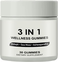 3 in 1 Gummies, 3 in 1 Shilajit Gummies per gli uomini, Pure Shilajit Wellness Gummies(Shilajit + Sea Moss + Ashwagandha), Shilajit Gummies per gli uomini, Non OGM