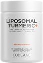 Codeage Organic Turmeric Supplement - 95% Curcumin Extract Pills - Liposomal Fermented Botanical Blend Black Pepper, Ashwagandha, Ginger, Stephania, Boswelia, Cumin, Digestive Bitters - 90 Capsule