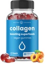 NutraChamps Collagen Boosting Gummies, Collagen Booster Gummy per la produzione di collagene naturale, Vegan Pectin Supplements Chews for Women & Men, 60 Peach Vitamins Gummies