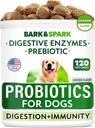 BARK&SPARK Dog Probiotic Chews - Gas, Diarrea, Allergies - Enzimi + Prebiotici - Fibra masticabile - Digestione, Immunità - USA Made - 90 Ct - Pollo