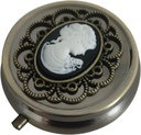Organizzatore di pillole di bronzo, scatola di medicina portatile per tasca o borsa, titolare di vitamina di metallo decorativo, contenitore classico piccolo pillole, regalo creativo unico per le donne