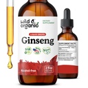 Gocce di estratto di Ginseng rosso biologico e coreano - Panax Ginseng Supplemento per il supporto immunitario - Tintura di radice liquida per il benessere generale - Vegan, Sugar & Alcohol-Free - 2 fl oz