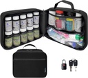 Grande organizzatore di bottiglie di pillole imbottite, borsa di medicina, caso, vettore per farmaci, vitamine e forniture mediche - organizzatore di medicina di viaggio e borsa Med di stoccaggio di casa - nero (con serratura TSA)