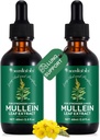 2 Pcs Organic Liquid Mullein Extract Supplemento per Lungs Health - Vegan, Nessun AdditivesBronchial Cleanse for Health Support- 2 fl oz Mullein Drops