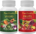 Frutta e Vegi Capsule 100% Superfood Natural Energy Level per Uomini e Donne, Set da 2, 180 count-90 & Fruit 90 Veggies