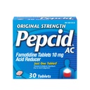 Compresse di sollievo dal bruciore di stomaco di forza originale di Pepcid AC, la medicina di OTC previene e allevia il riflusso di stomaco e acido a causa dell'indigestione acida, il riduttore di acido di Famotidina 10mg, l'azione rapida, 30 ct
