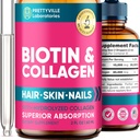 Liquid Collagen & Biotin per le donne - 30000mcg Hair Growth Complex - Made in USA - Collagen idrolizzato & Biotin olio per la crescita dei capelli, pelle sana & Nails - Vegan Collagen & Biotin Source - 2 fl oz